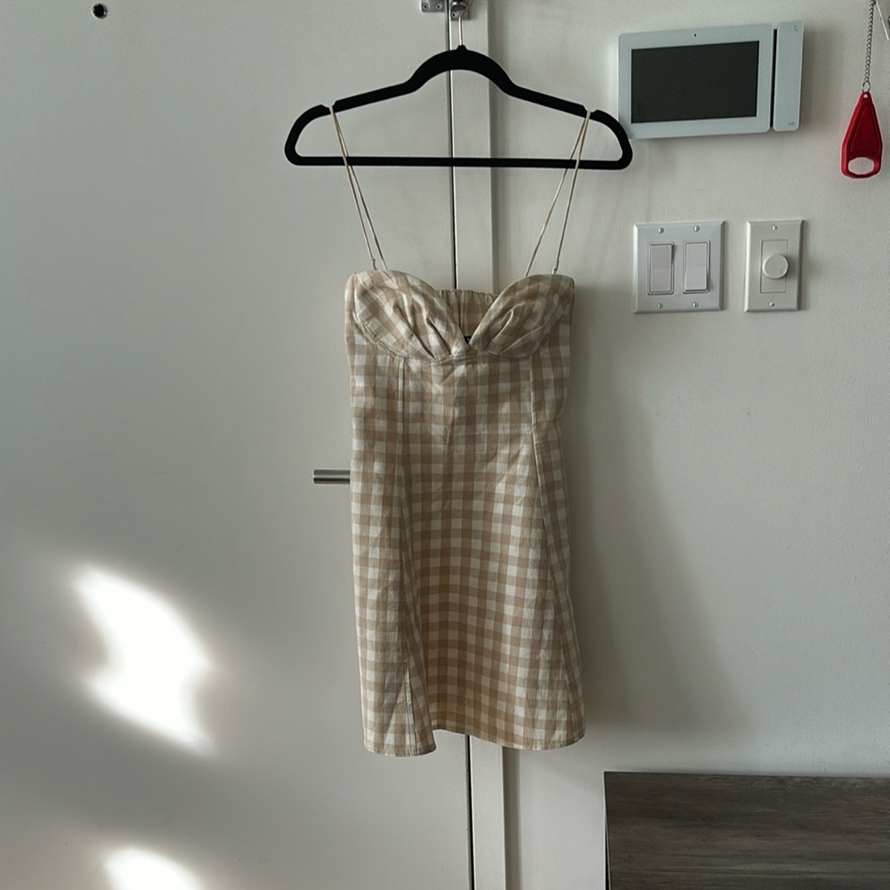 Zara cream and white mini sleeveless sundress
